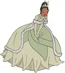 Disney Princess And Frog Tiana Working Close Up Portrait Green Gown Dreamer Set - Filled Embroidery Design - 8392