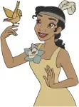 Disney Princess And Frog Tiana With Butterflies Wedding Dress Charlotte Friends Collection - Filled Embroidery Design - 8394