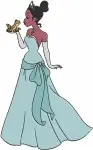 Disney Princess And Frog Tiana Green And Blue Gowns Elegant Princess Poses - Filled Embroidery Design - 8403