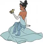 Disney Princess And Frog Tiana Green And Blue Gowns Elegant Princess Poses - Filled Embroidery Design - 8404