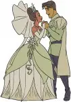 Disney Princess And Frog Tiana And Naveen Wedding Attire Dancing Couple - Filled Embroidery Design - 8412