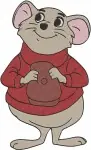 Disney The Rescuers Bernard Mouse Hero Close Up Portraits Red Sweater Set - Filled Embroidery Design - 8419