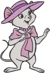 Disney The Rescuers Miss Bianca Mouse Heroine Elegant Purple Hat Scarf - Filled Embroidery Design - 8424