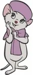 Disney The Rescuers Miss Bianca Mouse Heroine Elegant Purple Hat Scarf - Filled Embroidery Design - 8425