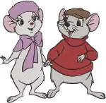 The Rescuers Miss Bianca Bernard With Umbrella On Leaf And Laser Sword Fun - Filled Embroidery Design - 8434