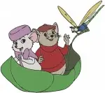 The Rescuers Miss Bianca Bernard With Umbrella On Leaf And Laser Sword Fun - Filled Embroidery Design - 8435