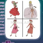 Disney Princess And Frog Charlotte La Bouff Red And Pink Dresses Southern Belle - Filled Embroidery Design - Instant Download