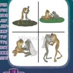 Disney Princess And Frog Tiana Naveen Frogs Wedding Kissing On Lily Pad Collection - Filled Embroidery Design - Instant Download