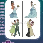 Disney Princess And Frog Tiana And Naveen Dancing Human Form Romance Designs - Filled Embroidery Design - Instant Download