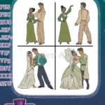 Disney Princess And Frog Tiana And Naveen Wedding Attire Dancing Couple - Filled Embroidery Design - Instant Download