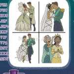 Disney Princess And Frog Tiana Naveen Wedding Mama Odie Characters Group Bundle - Filled Embroidery Design - Instant Download