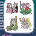 The Rescuers Miss Bianca Bernard Mouse Detectives Various Adventure Poses - Filled Embroidery Design - Instant Download
