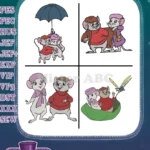 The Rescuers Miss Bianca Bernard With Umbrella On Leaf And Laser Sword Fun - Filled Embroidery Design - Instant Download
