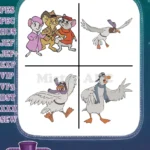 The Rescuers Miss Bianca Bernard Penny And Orville Albatross Flying Characters - Filled Embroidery Design - Instant Download