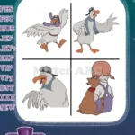 The Rescuers Orville Albatross Pilot And Penny Orphan Girl Character Poses - Filled Embroidery Design - Instant Download