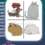 Secret Life Of Pets Duke Dachshund Sausage Chloe Cat And Gidget Pomeranian - Filled Embroidery Design - Instant Download