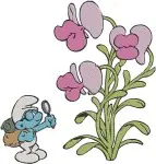 The Smurfs Clumsy Smurf Papa Smurf With Flowers And Jokey Smurf Exploding Present - Filled Embroidery Design - 8456