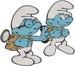The Smurfs Painter Smurf Smurfs Playing Pranks And Smurf With Flowers Group - Filled Embroidery Design - 8468