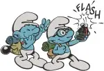 The Smurfs Painter Smurf Smurfs Playing Pranks And Smurf With Flowers Group - Filled Embroidery Design - 8469
