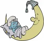 The Smurfs Exploding Gift Smurf Sleeping On Moon Sleepy Smurf And Jokey Smurf - Filled Embroidery Design - 8472