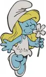 The Smurfs Smurfette With Flowers And With Papa Smurf And Hefty Smurf Character - Filled Embroidery Design - 8476