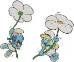 The Smurfs Flower Smurfs Lazy Smurf In Car Ladybug And Smurf On Dragonfly - Filled Embroidery Design - 8479