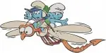 The Smurfs Flower Smurfs Lazy Smurf In Car Ladybug And Smurf On Dragonfly - Filled Embroidery Design - 8482