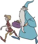 Sword In The Stone Merlin hur W Madam Mim As Cat And hur As Fish - Filled Embroidery Design - 8500