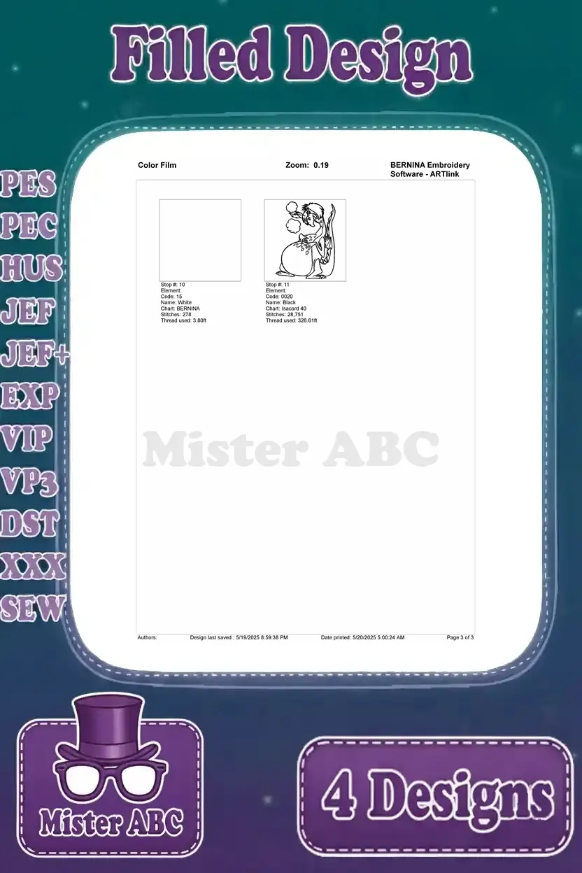 Page 3 of 3 color film for the green dragon embroidery design, showing the final stitch sequences and color applications to complete the mythical creature.