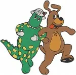 The Wiggles Band Members Dancing Dorothy Dinosaur And Waggs The Dog Characters - Filled Embroidery Design - 8545