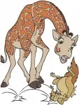 Coon Giraffe Mother And Baby - Gentle Family Moments - Safari Animal Life Design - Filled Embroidery Design - 8552