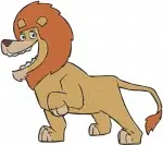 Coon Lion Father And Cub - Majestic King And Playful Offspring - Safari Animal Family - Filled Embroidery Design - 8562