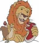 Coon Lion Father And Cub - Majestic King And Playful Offspring - Safari Animal Family - Filled Embroidery Design - 8563