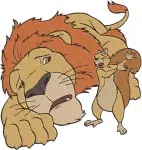 Coon Lion Father And Cub - Majestic King And Playful Offspring - Safari Animal Family - Filled Embroidery Design - 8565