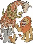 Coon Jungle Animals Stack - Lion Giraffe Zebra Koala Fun Group - Safari Friends - Filled Embroidery Design - 8566