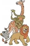 Coon Safari Animals - Lion Koala Giraffe Zebra Flying And Posing - Jungle Friends Adventure - Filled Embroidery Design - 8568