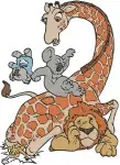 Coon Jungle Animals Stack - Lion Giraffe Zebra Koala Fun Group - Safari Friends - Filled Embroidery Design - 8569