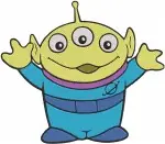 Toy Story - Little Green Man Alien Squeaky Toy - Waving And Standing Poses - The Claw'S Chosen - Filled Embroidery Design - 8589