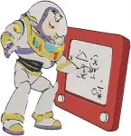 Toy Story - Bullseye Horse And Buzz Lightyear With Etch A Sketch - Woody'S Roundup Gang And Space Ranger - Filled Embroidery Design - 8601