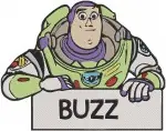 Toy Story - Buzz Lightyear Space Ranger Hero - Posing With Laser And Name Tag - Pixar Character - Filled Embroidery Design - 8606