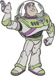 Toy Story - Buzz Lightyear Space Ranger Hero - Posing With Laser And Name Tag - Pixar Character - Filled Embroidery Design - 8608