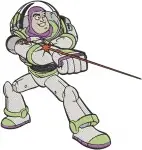 Toy Story - Buzz Lightyear Space Ranger Hero - Posing With Laser And Name Tag - Pixar Character - Filled Embroidery Design - 8609