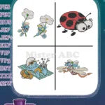 The Smurfs Flower Smurfs Lazy Smurf In Car Ladybug And Smurf On Dragonfly - Filled Embroidery Design - Instant Download