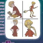 Sword In The Stone hur W Boy King Various Poses Training And Thinking - Filled Embroidery Design - Instant Download