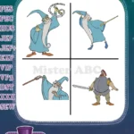 Sword In The Stone Merlin And Sir Kay Stepbrother Of hur Character Poses - Filled Embroidery Design - Instant Download