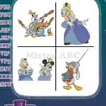 Three Musketeers Mickey Donald Goofy Minnie Daisy Clarabelle Royal Characters - Filled Embroidery Design - Instant Download