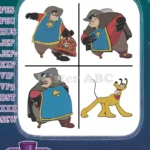 Three Musketeers Pete Villain Various Poses And Pluto Dog Character - Filled Embroidery Design - Instant Download