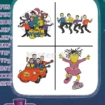 The Wiggles Original Band Members Greg Murray Anthony Jeff Dorothy Dinosaur Car - Filled Embroidery Design - Instant Download