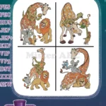 Coon Jungle Animals Stack - Lion Giraffe Zebra Koala Fun Group - Safari Friends - Filled Embroidery Design - Instant Download