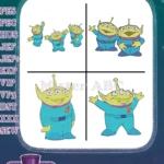 Toy Story - Little Green Men Aliens Squeaky Toys - Group Poses From Pizza Planet - Pixar - Filled Embroidery Design - Instant Download